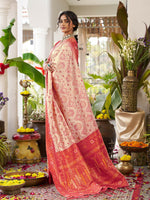 Thumbnail for Shree Shyam Fashion Cream Soft Silk Saree - Distacart