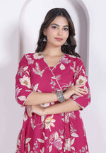 Thumbnail for Miravan Womens Pink Floral Printed Angrakha Kurta - Dista