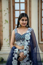 Thumbnail for Jyoti Fashion Women's Navy Blue Kasturi Silk Georgette Rainbow Sequins with Dori Embroidered Designer Lehenga Choli Set - Distacart