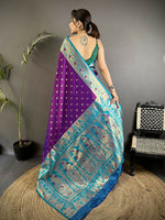 Thumbnail for Joban Fashion Purple Intricate Motifs Soft Silk Banarasi Saree - Dista