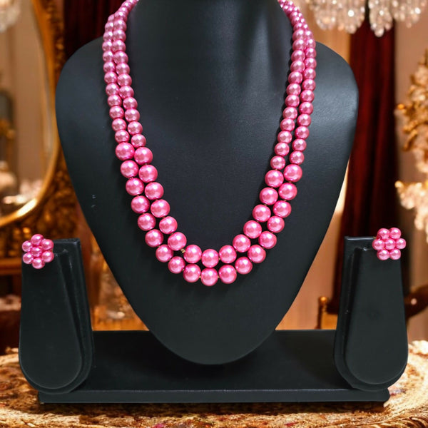Inhanns Everyday Workwear Pearl Set (Double Layered Pearls) - Pink - Distacart