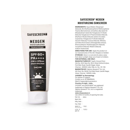 Chosen Safescreen Nexgen Spf 60+ Moisturizing Sunscreen - Distacart