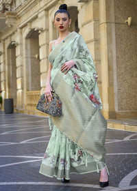 Thumbnail for Lovely Teal Blue Polly Brasso Designer Saree - Emponline - Distacart