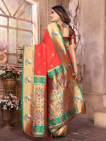 Thumbnail for Joban Fashion Paithani Red Woven Soft Silk Saree