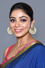 Thumbnail for Joban Fashion Women Kundan Pearl Golden White Earrings - Distacart