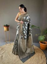 Thumbnail for Preksha Creation Banarasi Soft Silk Women Grey Saree - Distacart