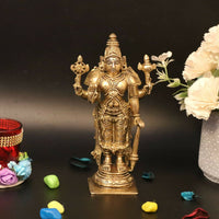 Thumbnail for Artvarko Brass Lord Bhagwan Vishnu Narayana With Shankh Chakra Idol - Distacart