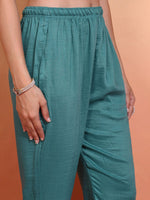 Thumbnail for Ode by House of Pataudi Women Embroidered Regular Kurta with Trousers & With Dupatta - Distacart