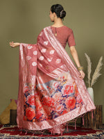 Thumbnail for Astita Linen Cotton Rust Saree