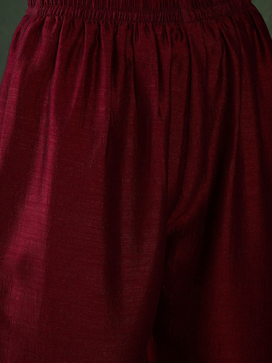 Sangria Geometric Printed Zari & Sequinned A-Line Kurta & Palazzo With Dupatta