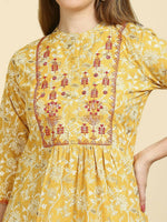 Thumbnail for Anubhutee Women's Cotton A-Line Midi Casual Yellow Dress - Distacart