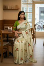 Thumbnail for Teeya Creation Cream Rangoli Silk Embroidery Work Party Wear Designer Saree - Distacart