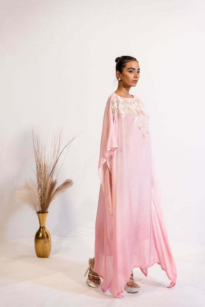 Timaraa Luxe Blush Pink Embroidered Kaftan Dress - Dista
