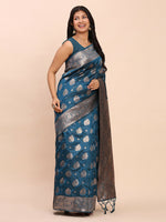 Thumbnail for Astita Banarasi Silk Teal Blue Saree