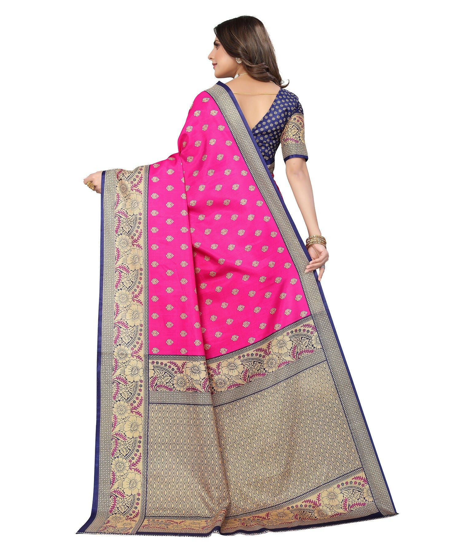 Vamika Pink Printed Art Silk Saree - Distacart
