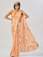Thumbnail for Vastranavya Orange Satin Silk Elegant Printed Saree with Unstitched Blouse - Distacart