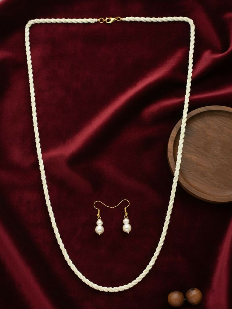 NVR Women Gold Plated White Pearl Necklace With Earrings - Distacart