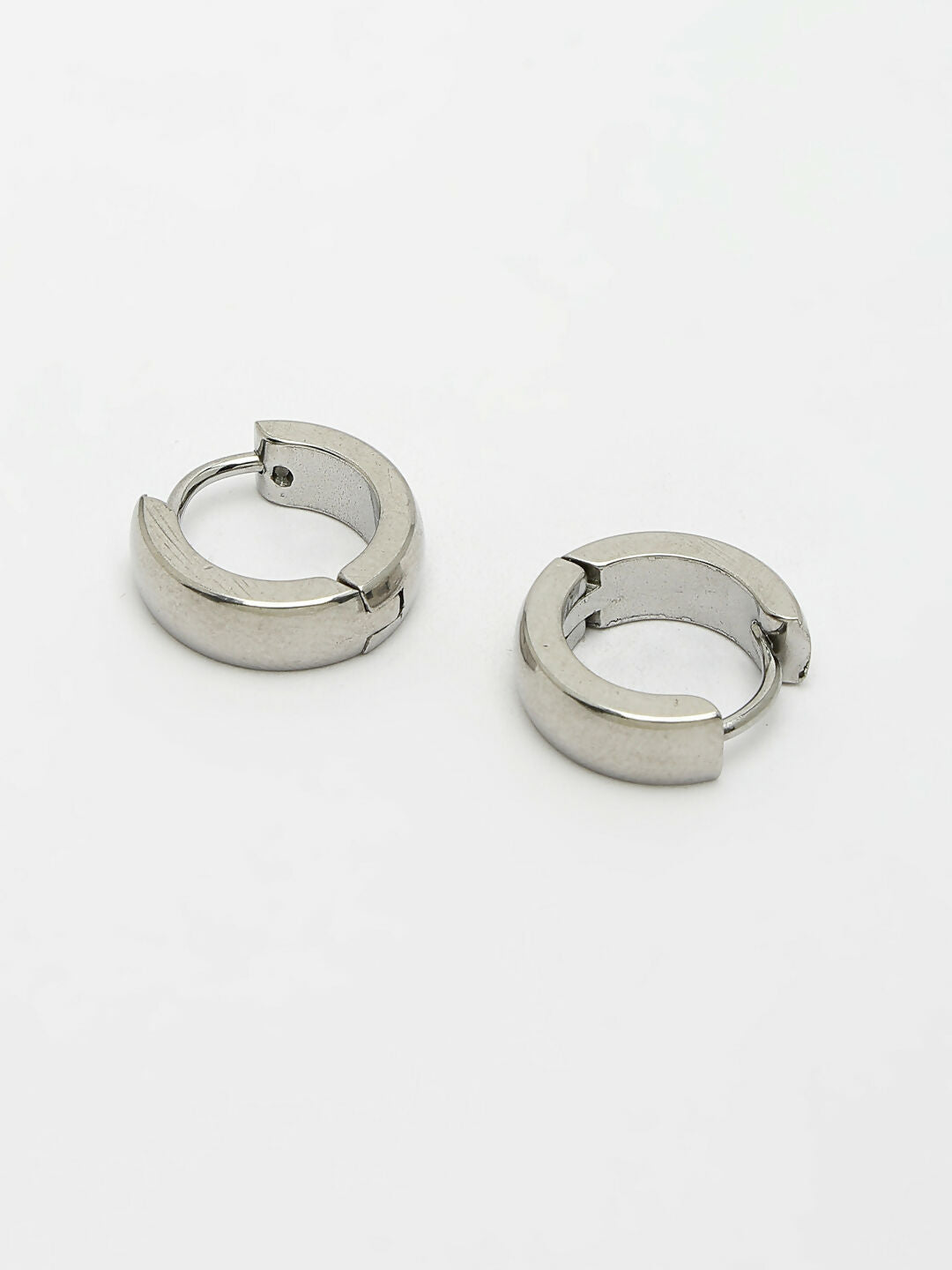 NVR Men's Silver-Plated Stainless Steel Hoop Earrings - Distacart
