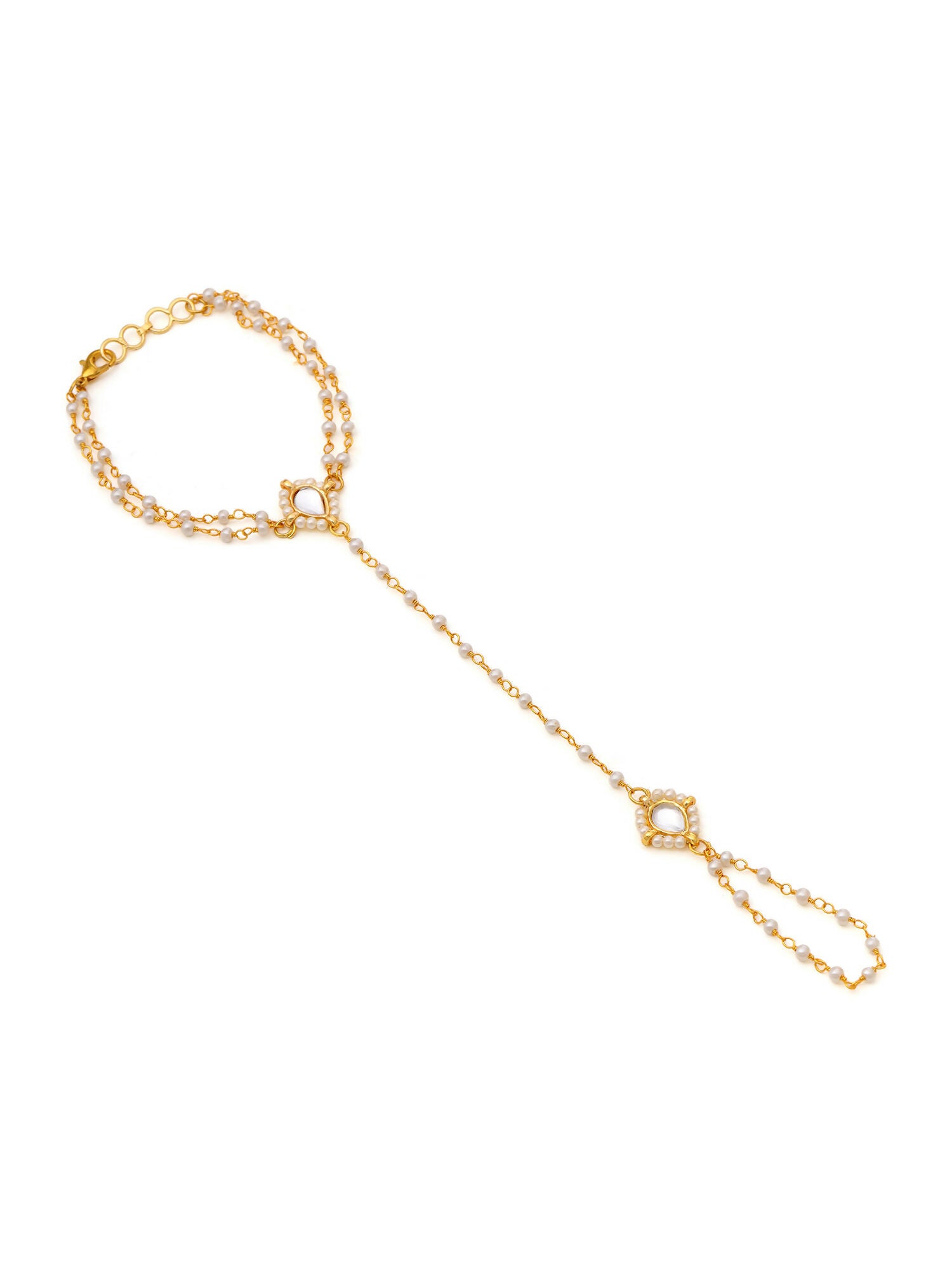 Ruby Raang Gold Kundan Haath Phool