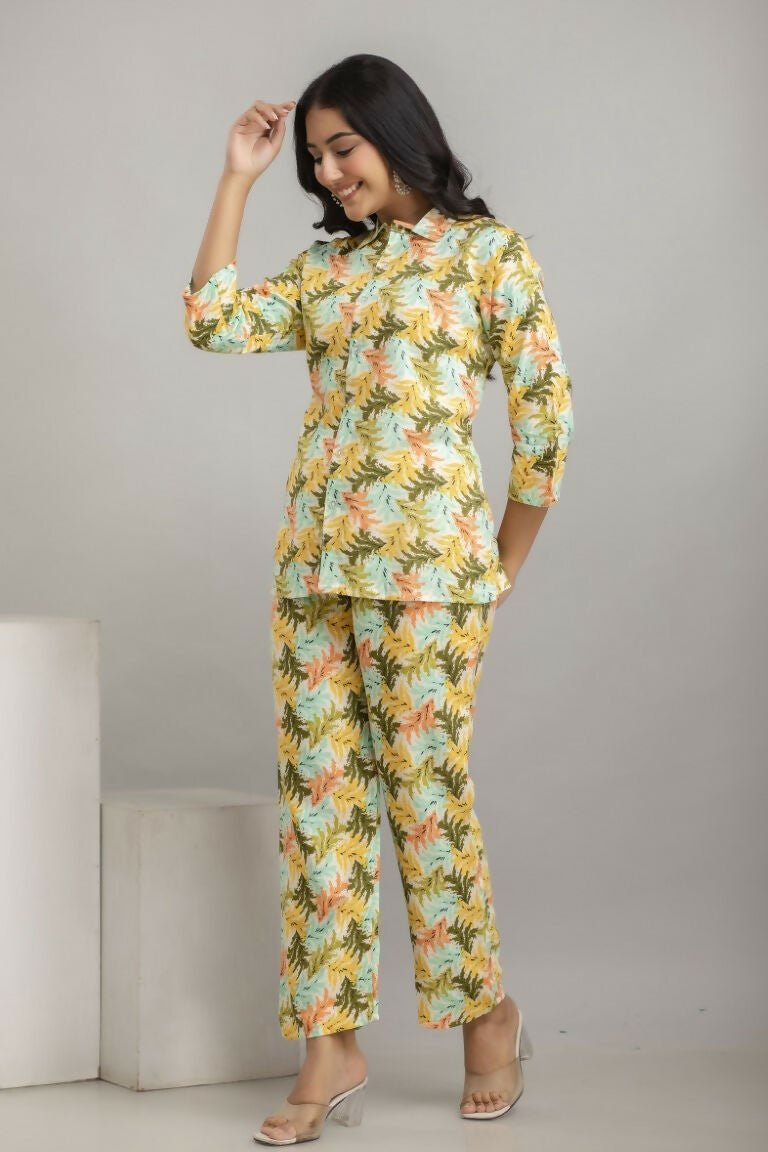 Alvano Women's Floral Printed Cotton Multicolour Co-Ord Set - Distacart