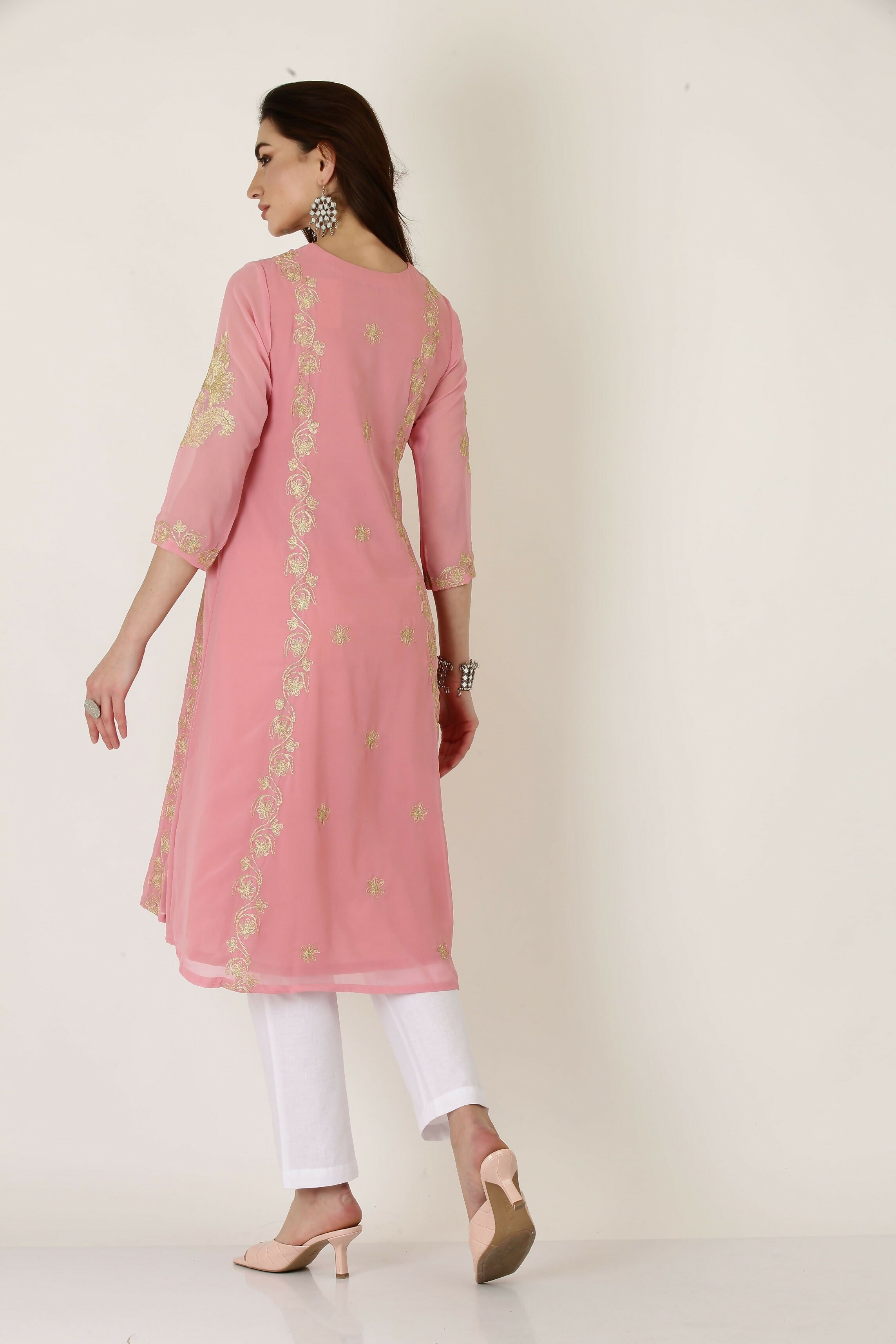 Joban Fashion Pink Georgette Kurta Set