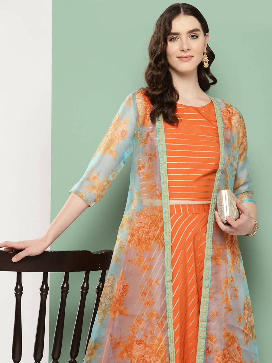 Ahalyaa Women's Traditional Wear Co-ods - Orange - Distacart