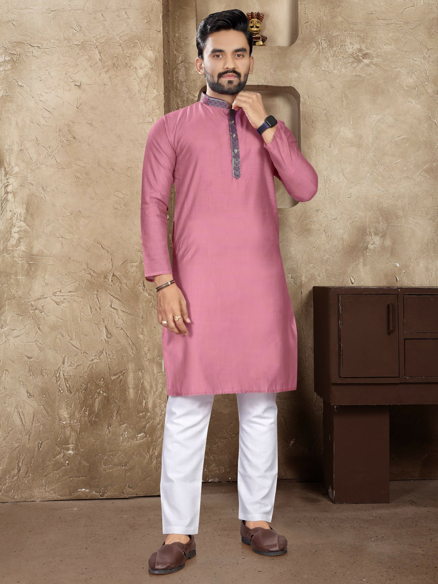 Anaita Pink Linen Silk Straight Kurta - Distacart