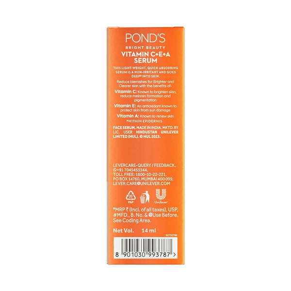 Ponds Bright Beauty 12% Vit C+E+A Serum - Distacart