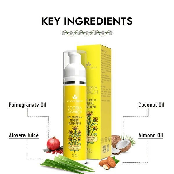 Avimee Herbal Soorya Kawach SPF50 PA++++ 100% Mineral Sunscreen - Distacart