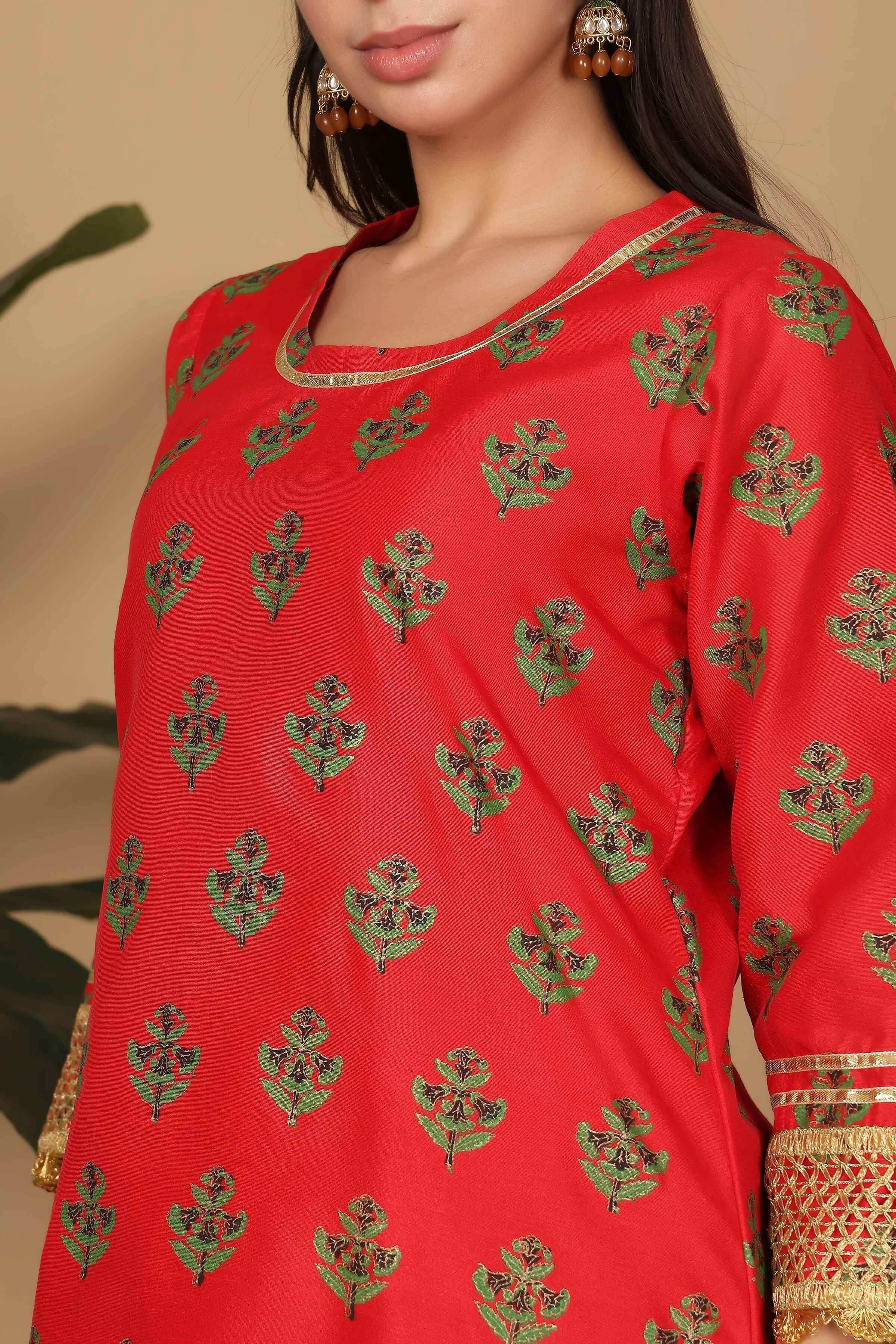 Joban Fashion Red Silk Lehenga Set