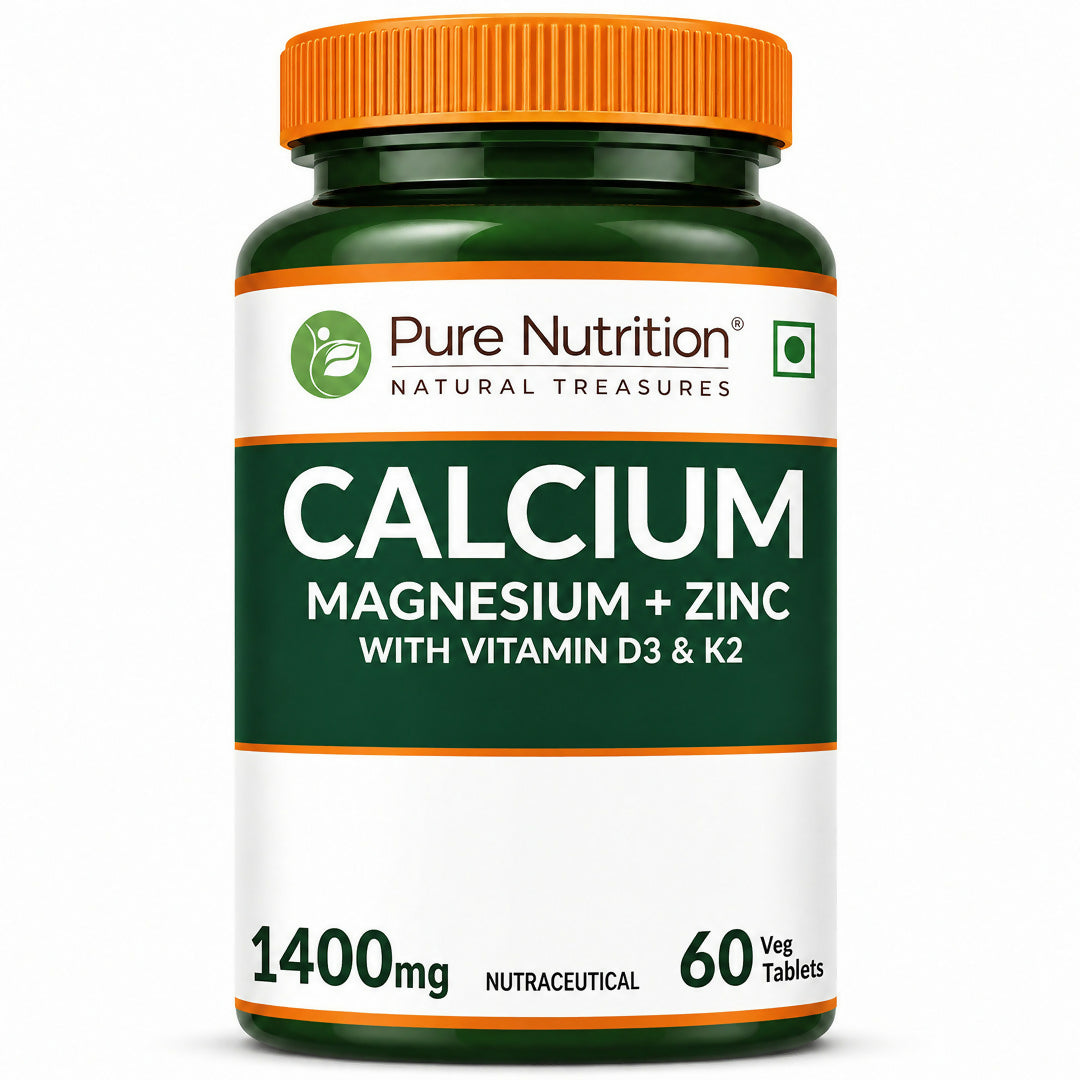Pure Nutrition Calcium Citrate Tablets, With Magnesium Zinc & Vitamin D3 & K2 (600 IU) for Women & Men