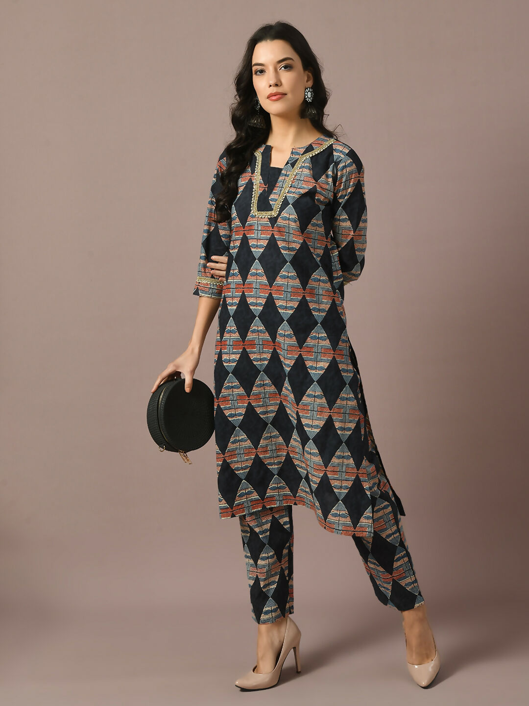 Myshka Women's Multi Printed Cotton Straight Party Kurta Set - Distacart
