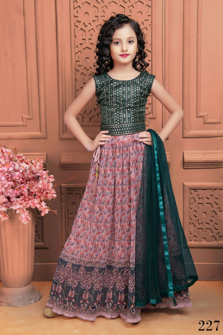 Kids Wedding Designer Light Pink Georgette Lehenga Choli - Aaradhna - Distacart