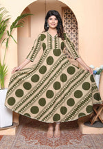 Thumbnail for Miravan Womens Green Cotton Anarkali Kurta - Distacart