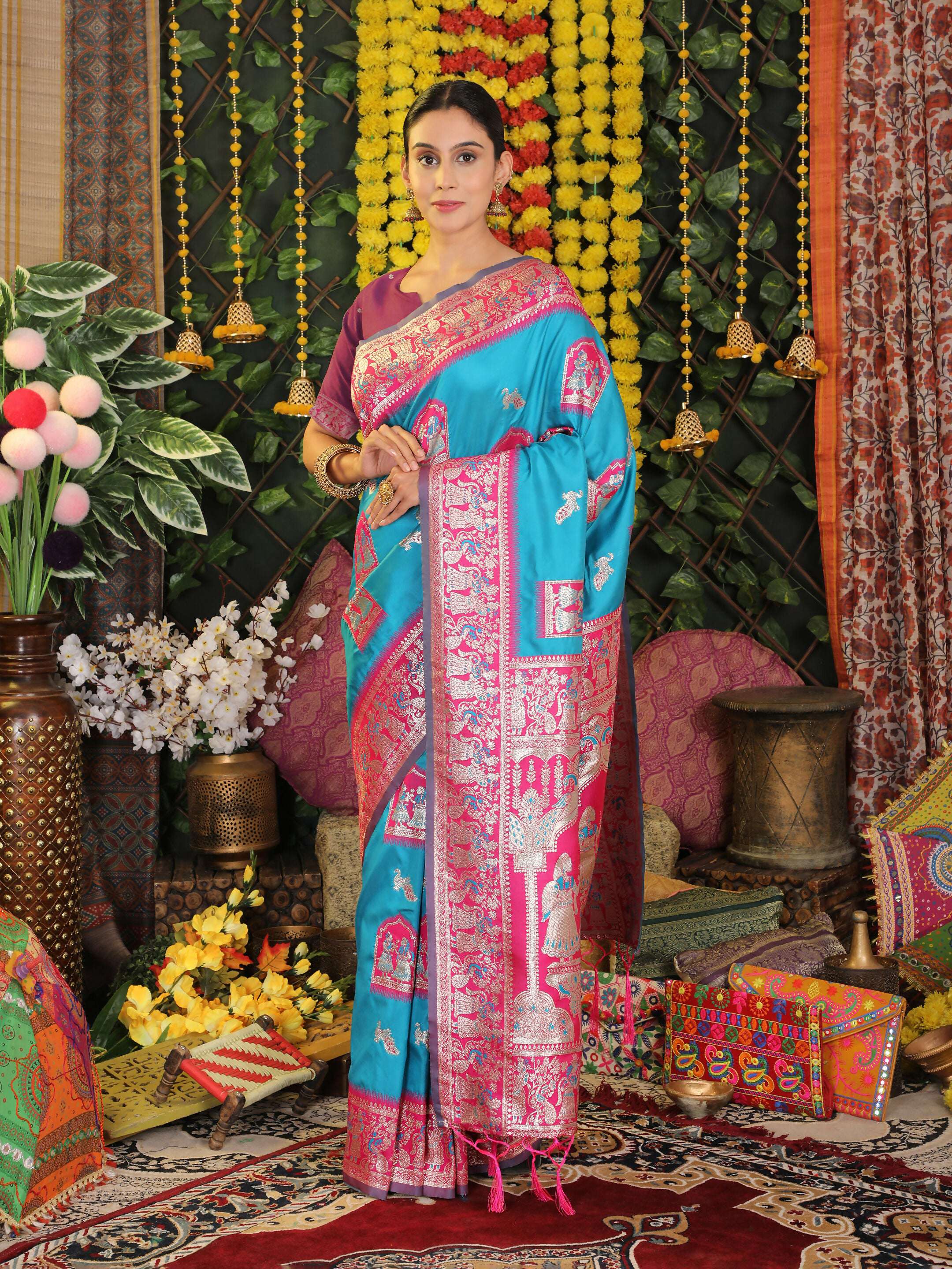 Astita Silk Sky Blue Saree