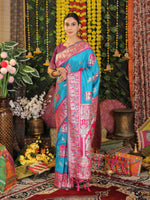 Thumbnail for Astita Silk Sky Blue Saree