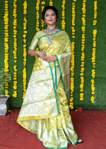 Thumbnail for Jyoti Fashion Women's Green Soft Handloom Silk Zari Woven Saree with Blouse - Distacart