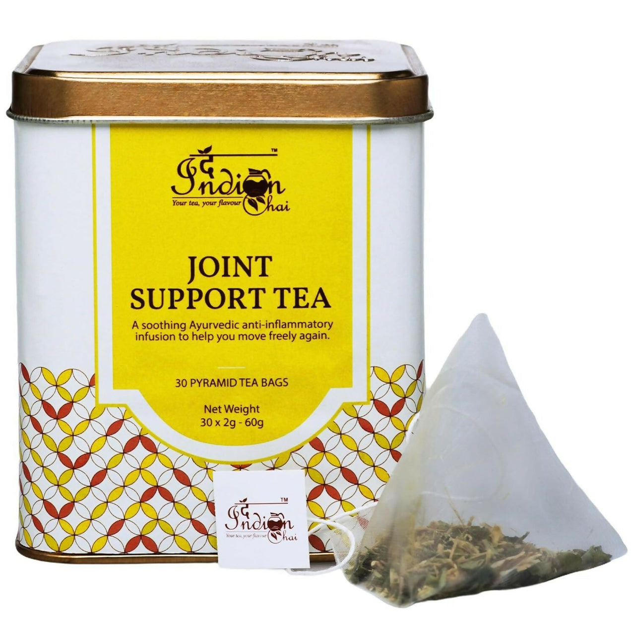 The Indian Chai - Joint Support Tea 30 Pyramid Tea Bags - Distacart
