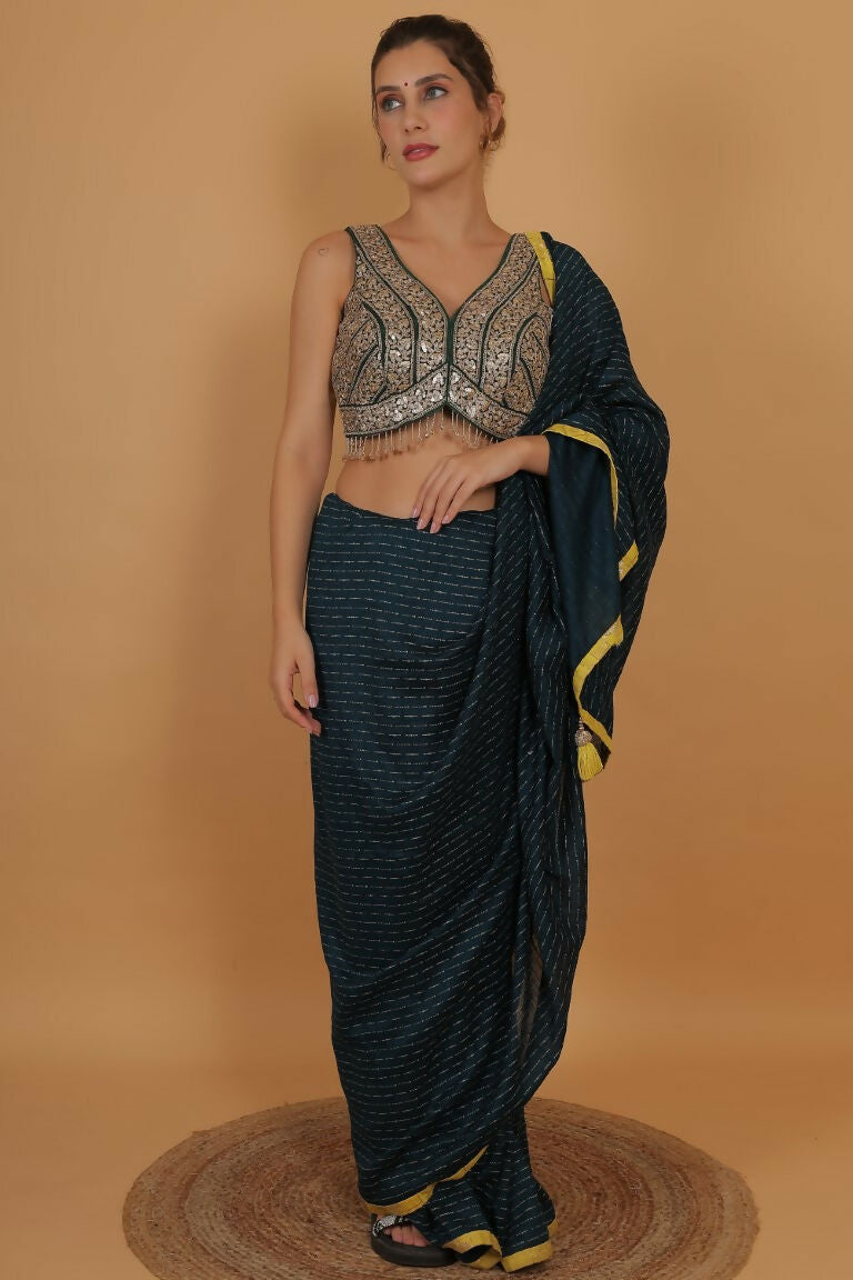Joban Fashion Silk Zari And Sequence Work Padded Blouse - Green