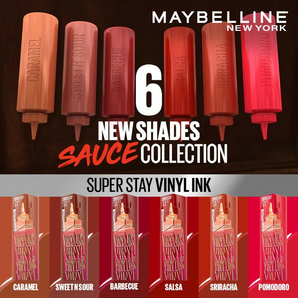 Maybelline New York Super Stay Vinyl Ink Liquid Lipstick, Instant Shine Lasts Up To 16H - Sweet N Sour Sauce - Distacart