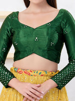Thumbnail for Joban Fashion Bottle-Green Gajji Silk Elbow Sleeveless Back Open Blouse