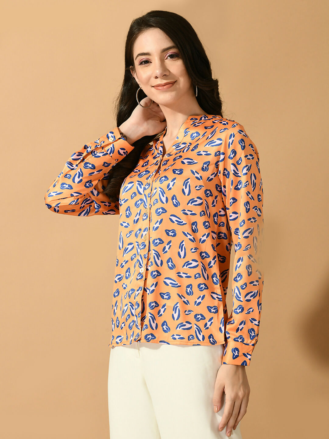 Myshka Women's Multi Satin Printed Smart Shirt - Distacart