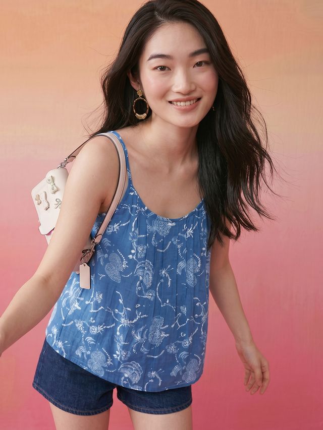 Janasya Blue A-Line Cotton Top - Dista