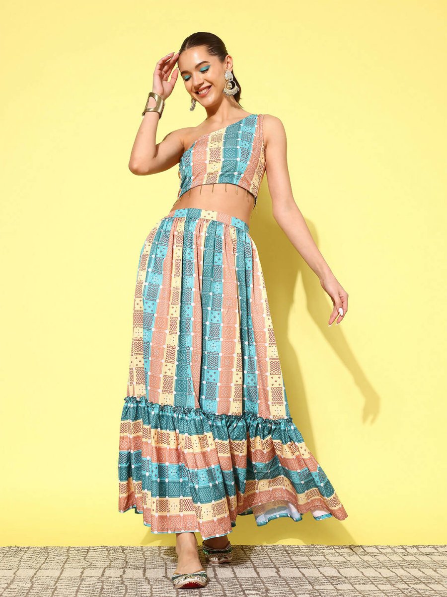 Ahalyaa Women's Traditional wear Co-ords - Green - Distacart