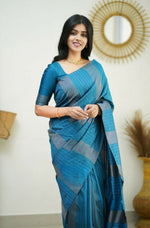 Thumbnail for Partywear Designer Sky blue Banarasi Silk Fancy Saree - Starwalk - Distacart
