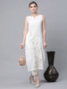 Ahalyaa Women Off White Pure Cotton Printed Kurta with Trousers - Distacart