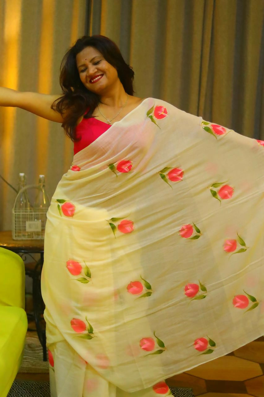 ECDCMULCOTTNHANDPRINTOffWhite