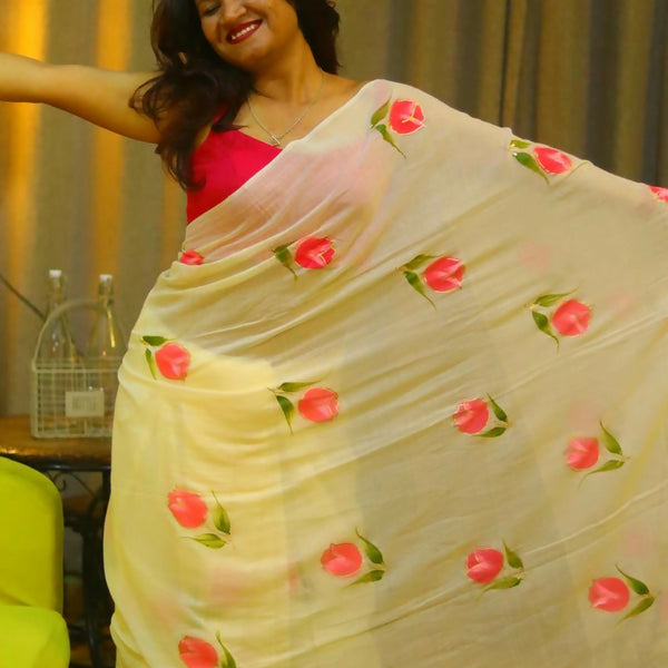 ECDCMULCOTTNHANDPRINTOffWhite