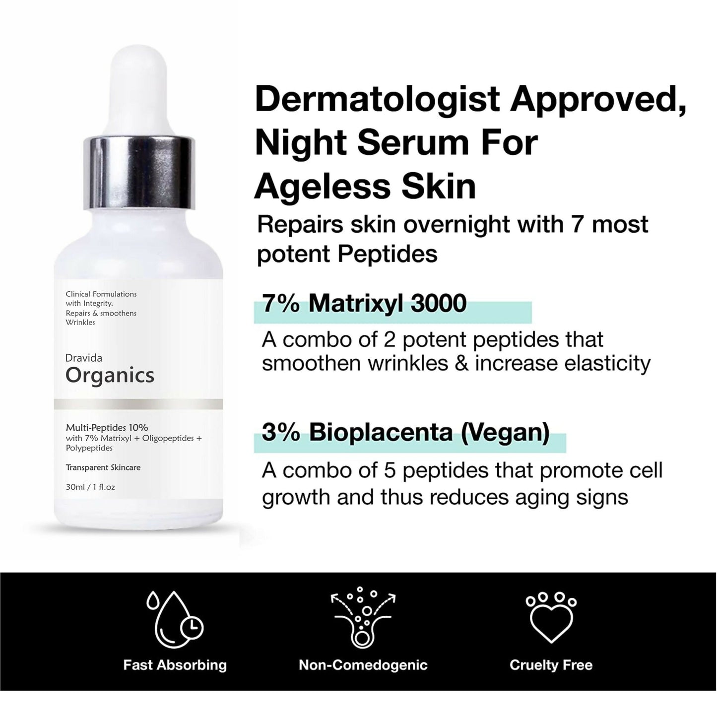 Dravida Organics Multi Peptide Anti Aging Night Serum - Dista