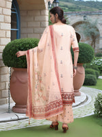 Thumbnail for Joban Fashion Peach Position Digital Print With Position Foil Kurta Set